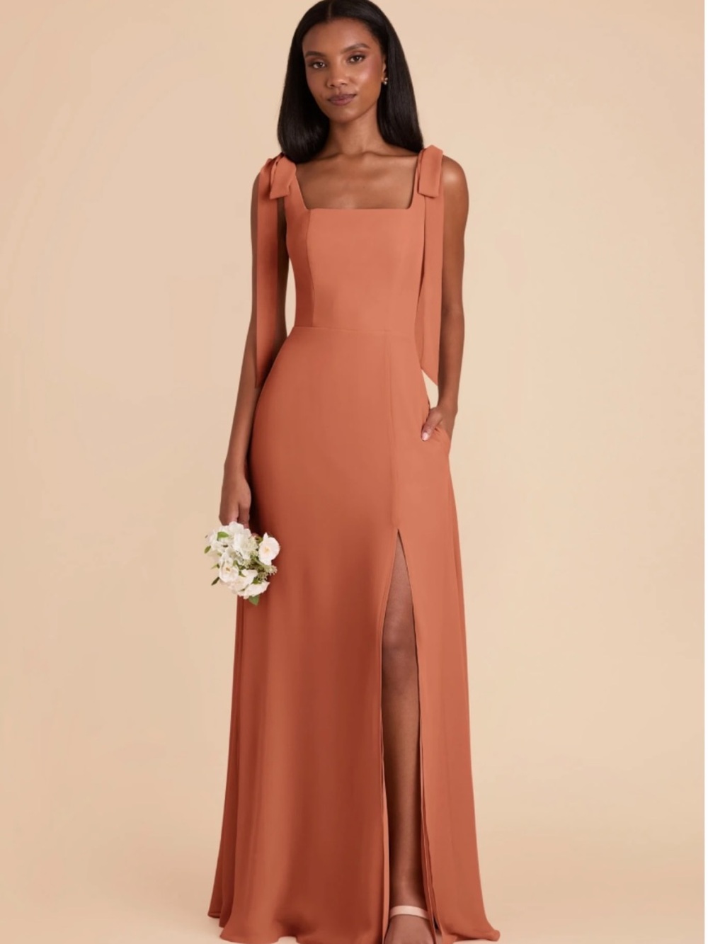 Birdy Grey Alex terracotta square neck formal dress